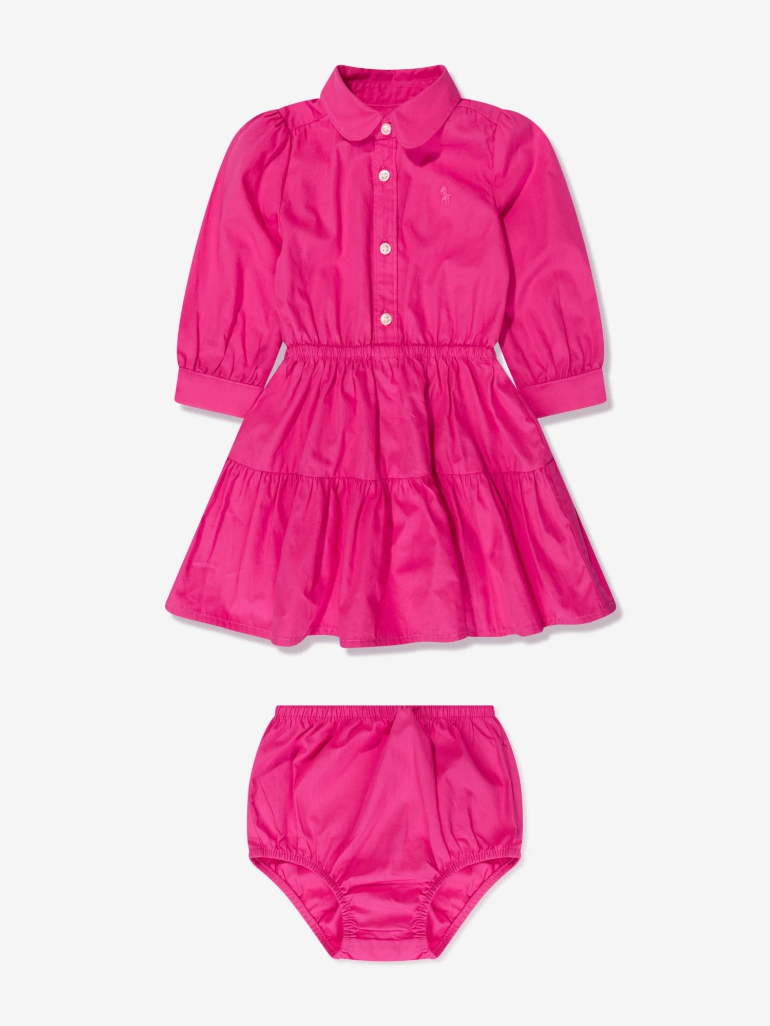 Girls Tiered Shirt Dress In Pink 7 Girls Tiered Shirt Dress In Pink - Image 5
