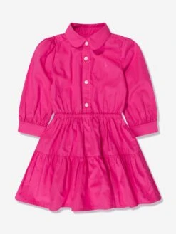 Girls Tiered Shirt Dress In Pink 15 Girls Tiered Shirt Dress In Pink -Monna Clothing Shop RALS4074 BRIGHT PINK 6