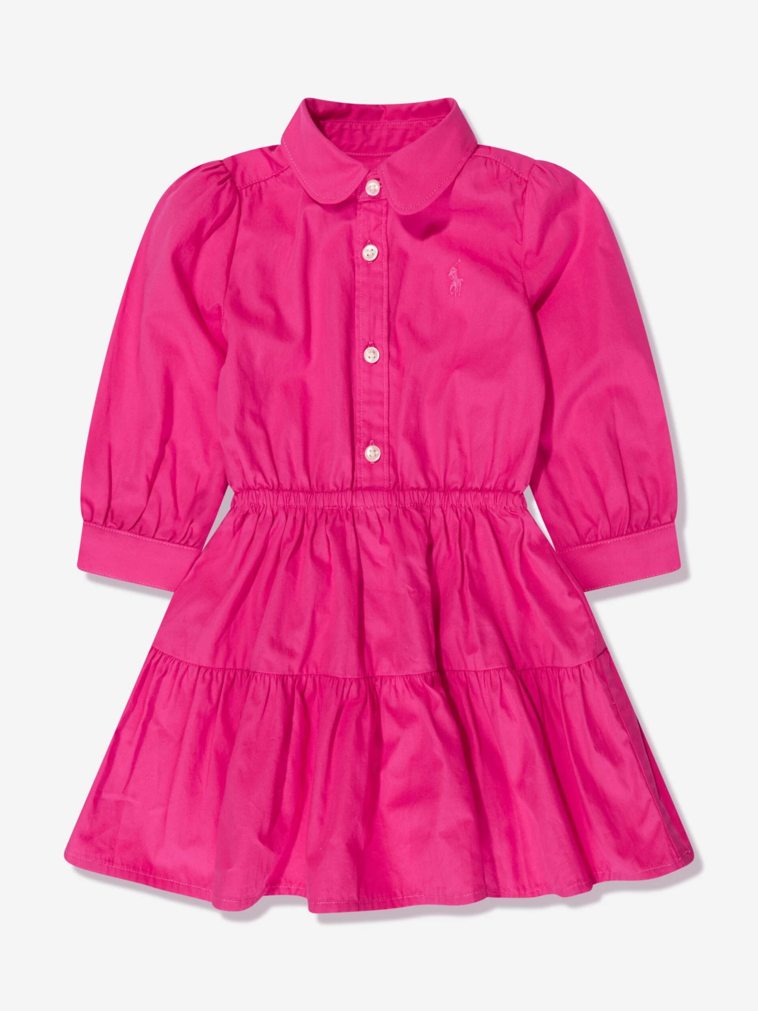 Girls Tiered Shirt Dress In Pink 8 Girls Tiered Shirt Dress In Pink - Image 6