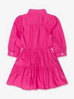 Girls Tiered Shirt Dress In Pink 16 Girls Tiered Shirt Dress In Pink -Monna Clothing Shop RALS4074 BRIGHT PINK 7