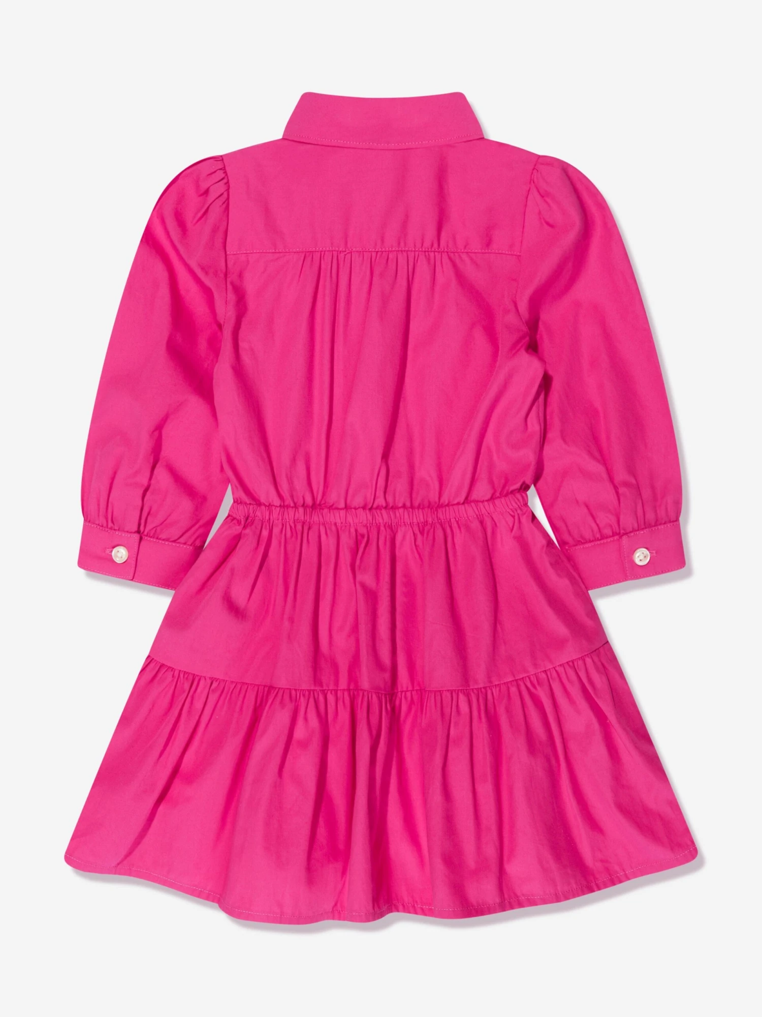 Girls Tiered Shirt Dress In Pink 9 Girls Tiered Shirt Dress In Pink - Image 7