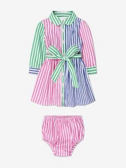 Girls Striped Shirt Dress In Multicolour -Monna Clothing Shop RALS4075 MULTI 5