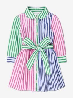 Girls Striped Shirt Dress In Multicolour -Monna Clothing Shop RALS4075 MULTI 6