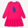 Girls Logo Jersey Dress In Pink 2 Girls Logo Jersey Dress In Pink -Monna Clothing Shop RALS4088 BRIGHT PINK W BLUE 1