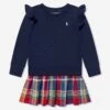 Girls Ruffle Sweater Dress In Navy 1 Girls Ruffle Sweater Dress In Navy -Monna Clothing Shop RALS4099 NEWPORT NAVY W WHITE 1