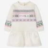 Baby Girls Fairisle Dress In Ivory 2 Baby Girls Fairisle Dress In Ivory -Monna Clothing Shop RALS4114 NEVIS 1
