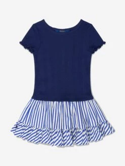 Girls Pointelle Day Dress In Navy