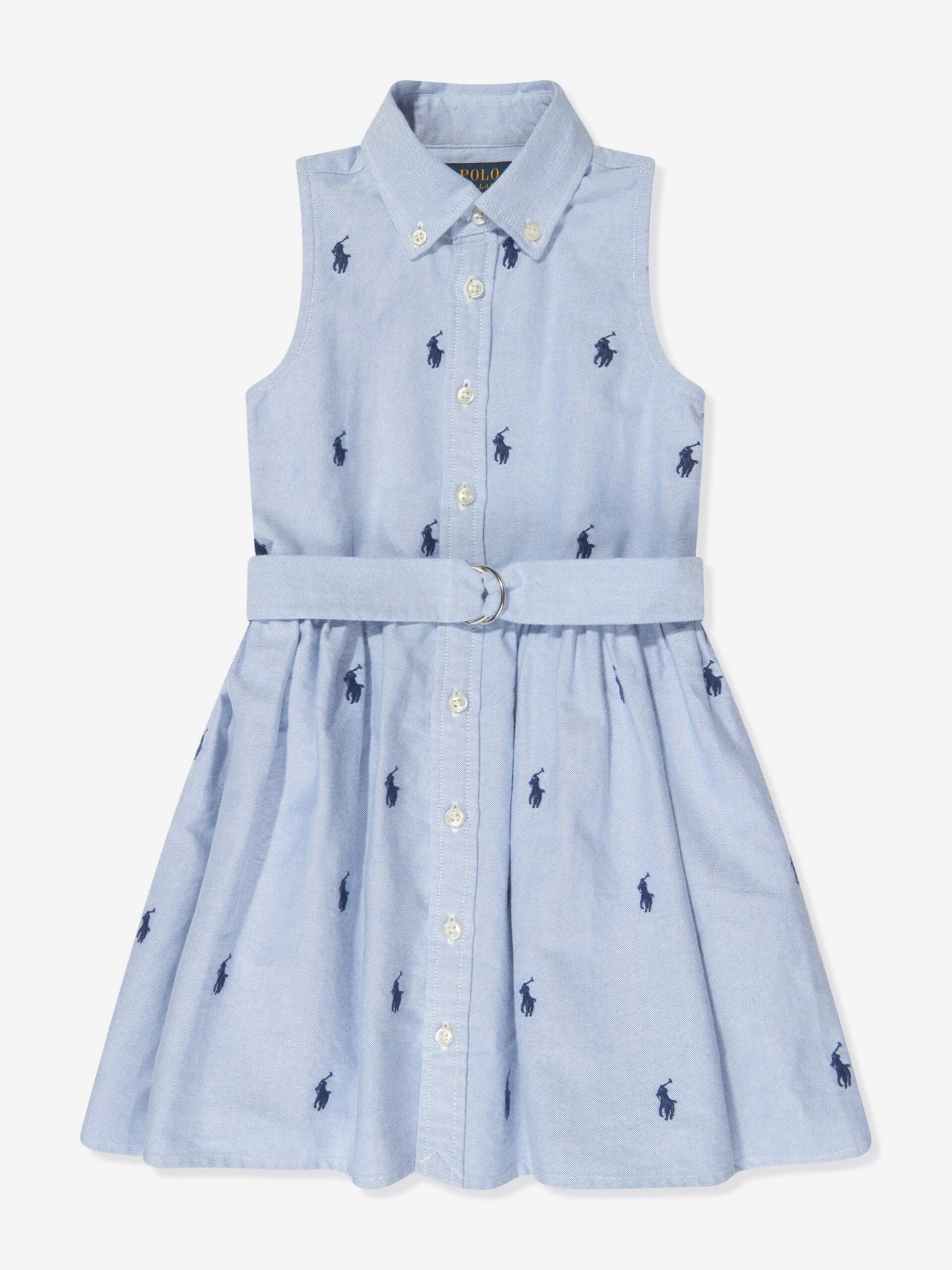 Girls Sleeveless Shirt Dress In Blue 3 Girls Sleeveless Shirt Dress In Blue