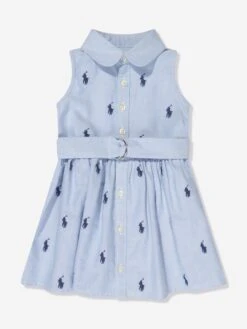Girls Sleeveless Shirt Dress In Blue 15 Girls Sleeveless Shirt Dress In Blue -Monna Clothing Shop RALS4227 BLUE HYACINTH 6