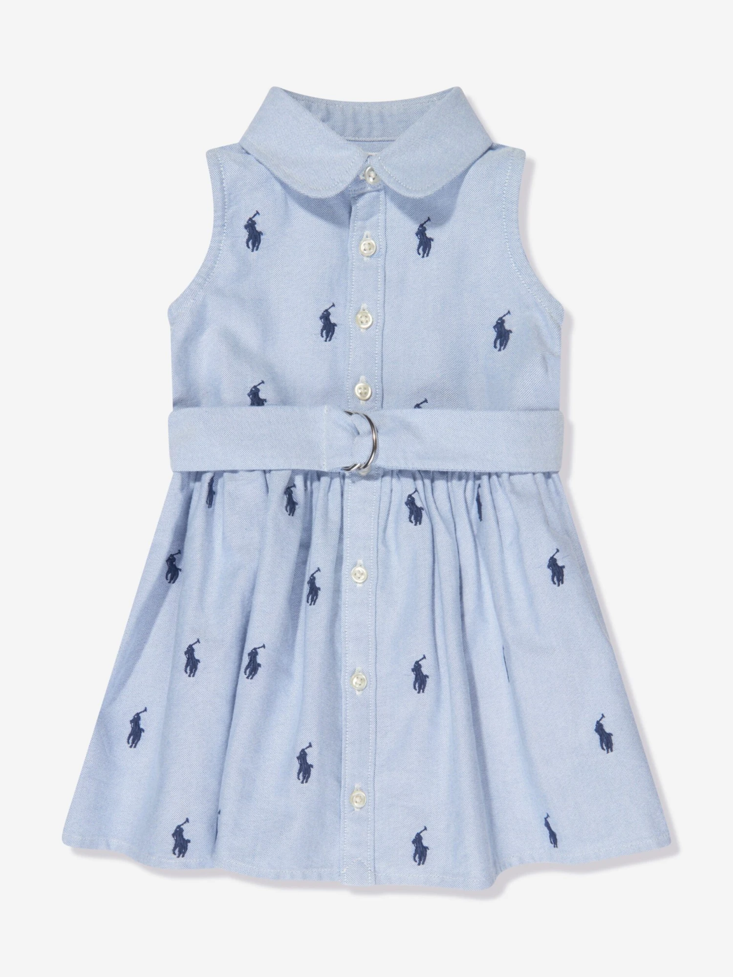 Girls Sleeveless Shirt Dress In Blue 8 Girls Sleeveless Shirt Dress In Blue - Image 6