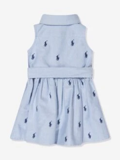 Girls Sleeveless Shirt Dress In Blue 16 Girls Sleeveless Shirt Dress In Blue -Monna Clothing Shop RALS4227 BLUE HYACINTH 7