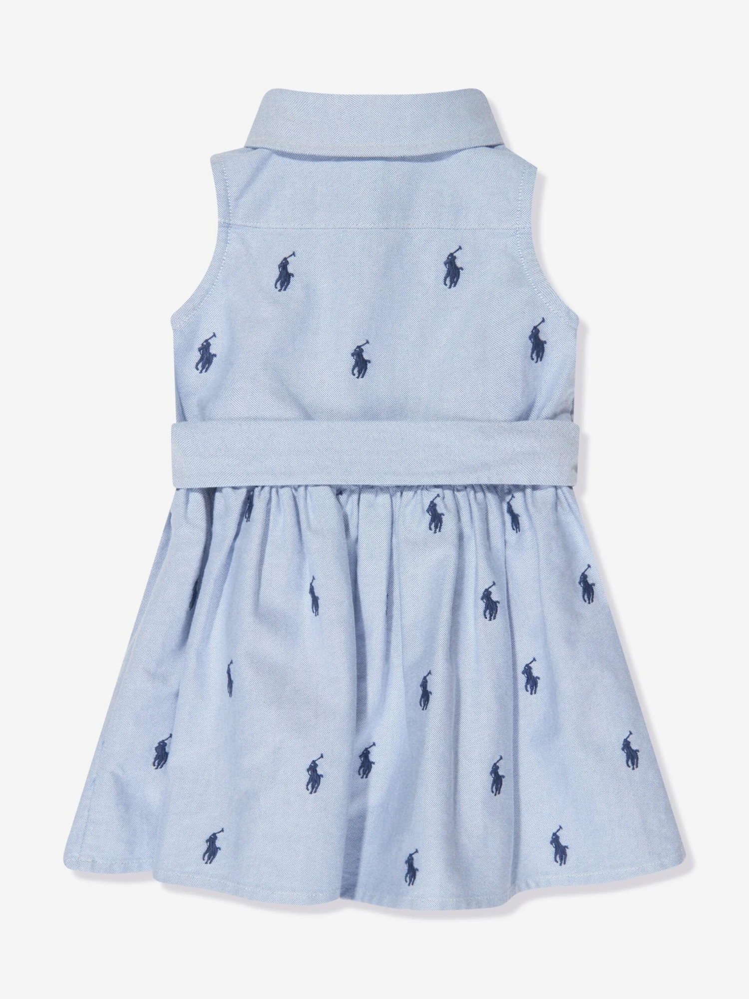 Girls Sleeveless Shirt Dress In Blue 9 Girls Sleeveless Shirt Dress In Blue - Image 7
