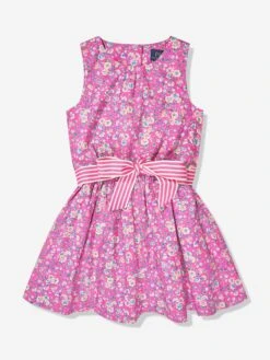 Girls Floral Fit And Flare Dress In Pink