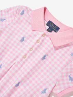 Girls Gingham Polo Dress In Pink -Monna Clothing Shop RALS4243 GINGHAMCARMELPINKBLUEHYACINTH 3