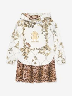 Roberto Cavalli Girls Arabesque Fleece Dress In White