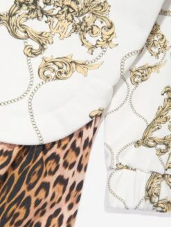 Roberto Cavalli Girls Arabesque Fleece Dress In White -Monna Clothing Shop ROBS4003 MILKY WHITE 4