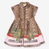 Roberto Cavalli Girls Heritage Leopard Dress In Brown 2 Roberto Cavalli Girls Heritage Leopard Dress In Brown -Monna Clothing Shop ROBS4004 LEOPARD 1