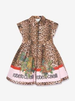 Roberto Cavalli Girls Heritage Leopard Dress In Brown