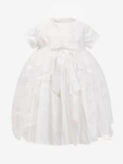 Baby Girls Christening Dress And Bonnet In Ivory -Monna Clothing Shop SARA3007 AS SAMPLE IVORY 2