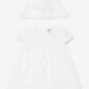 Baby Girls Dress And Bonnet In Ivory