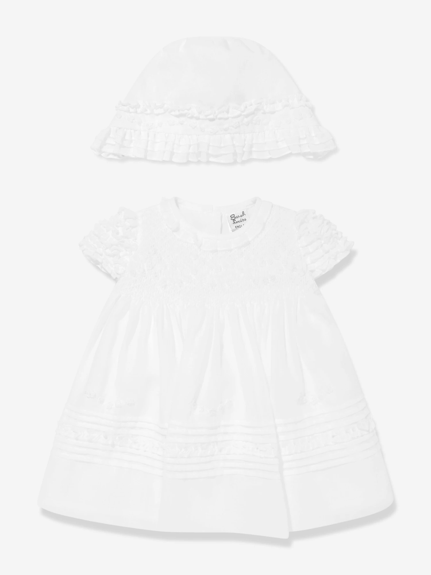 Baby Girls Dress And Bonnet In Ivory 3 Baby Girls Dress And Bonnet In Ivory