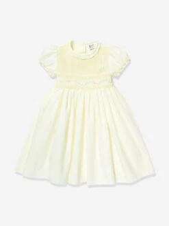 Baby Girls Embroidered Dress In Yellow