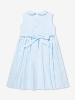 Girls Sleeveless Smocked Dress In Blue -Monna Clothing Shop SARS4007 BLUE WHITE 2