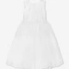 Girls Ceremonial Ballerina Length Dress In Ivory -Monna Clothing Shop SARS4015 IVORY 1