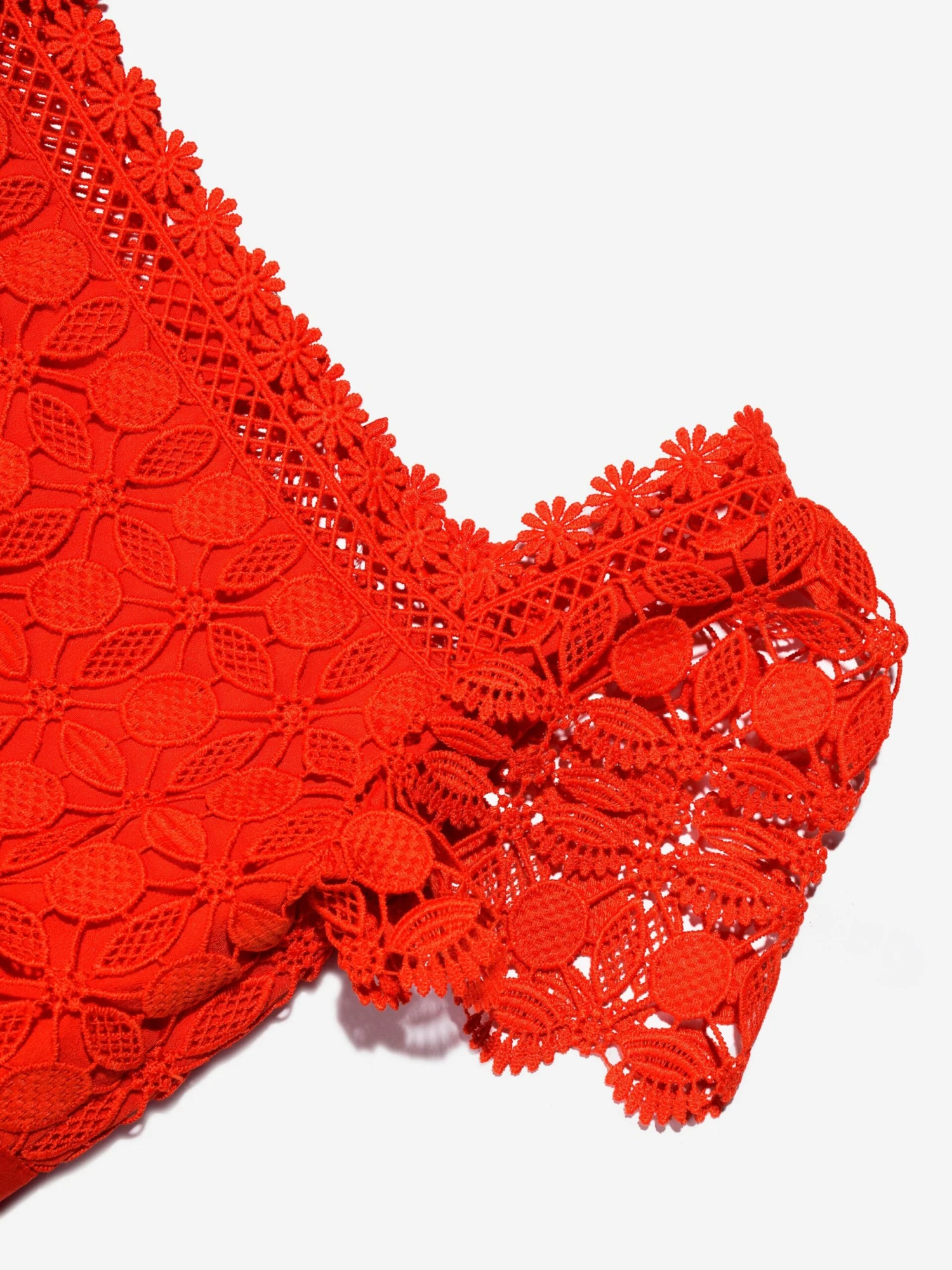 SELF PORTRAIT Girls Petal Lace Tiered Mini Dress In Red 7 SELF PORTRAIT Girls Petal Lace Tiered Mini Dress In Red - Image 5