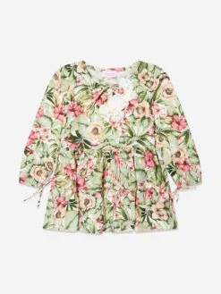 Girls Floral Dress In White