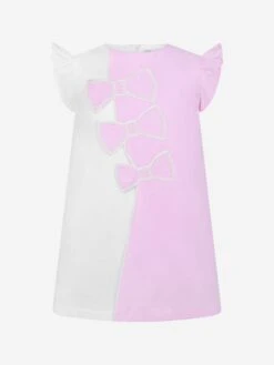Pink & White Cotton Bow Dress