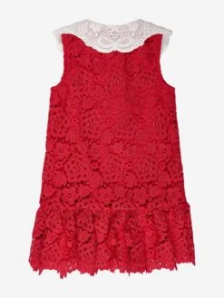 SELF PORTRAIT Girls Lace Collar Dress In Red -Monna Clothing Shop SPOS4013 RED 2