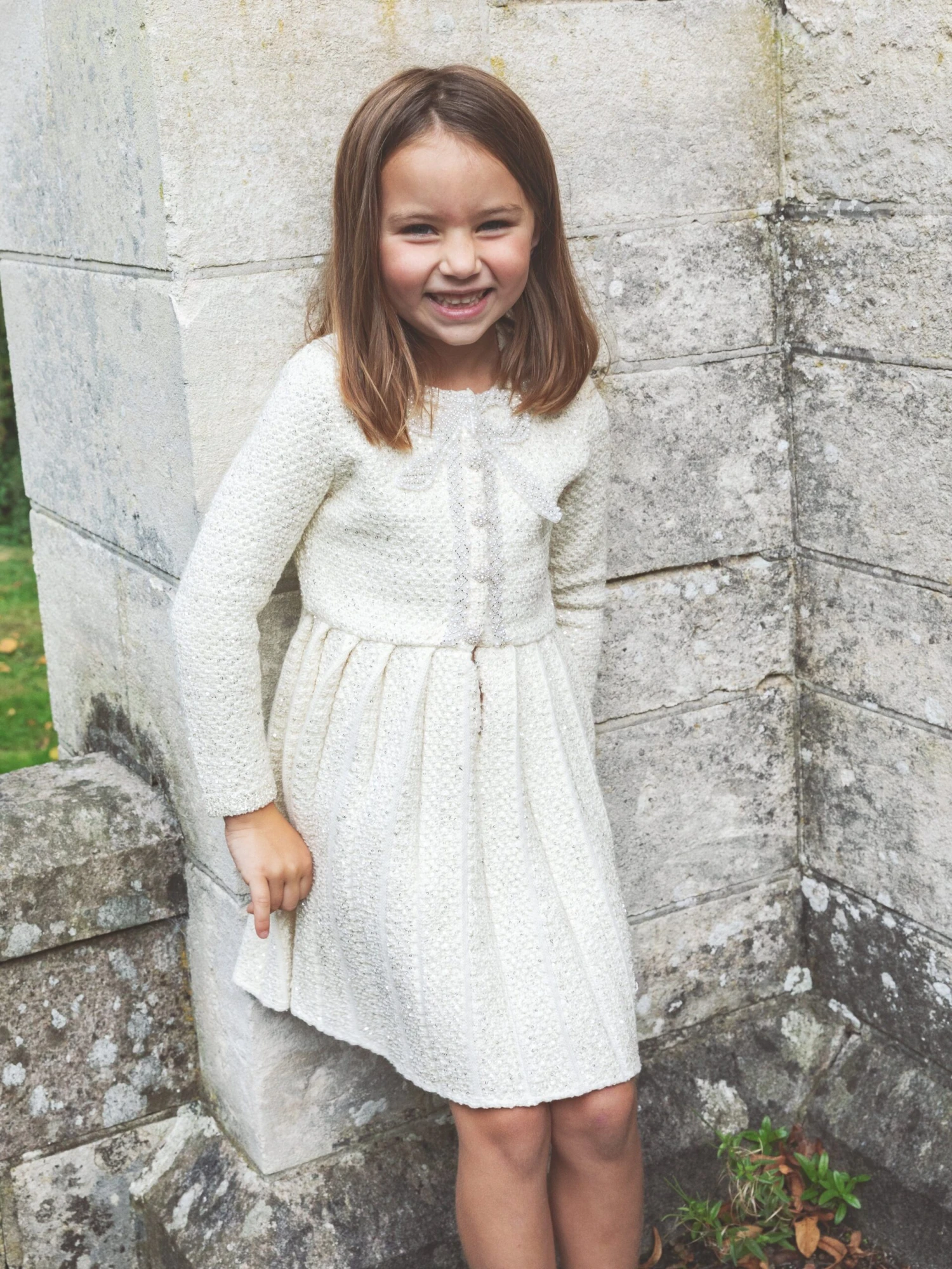 SELF PORTRAIT Girls Knitted Bow Dress In Ivory 4 SELF PORTRAIT Girls Knitted Bow Dress In Ivory - Image 2