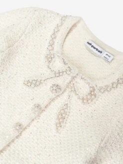 SELF PORTRAIT Girls Knitted Bow Dress In Ivory 10 SELF PORTRAIT Girls Knitted Bow Dress In Ivory -Monna Clothing Shop SPOS4017 CREAM 3