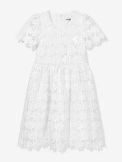 SELF PORTRAIT Girls Sequin Guipure Dress In White