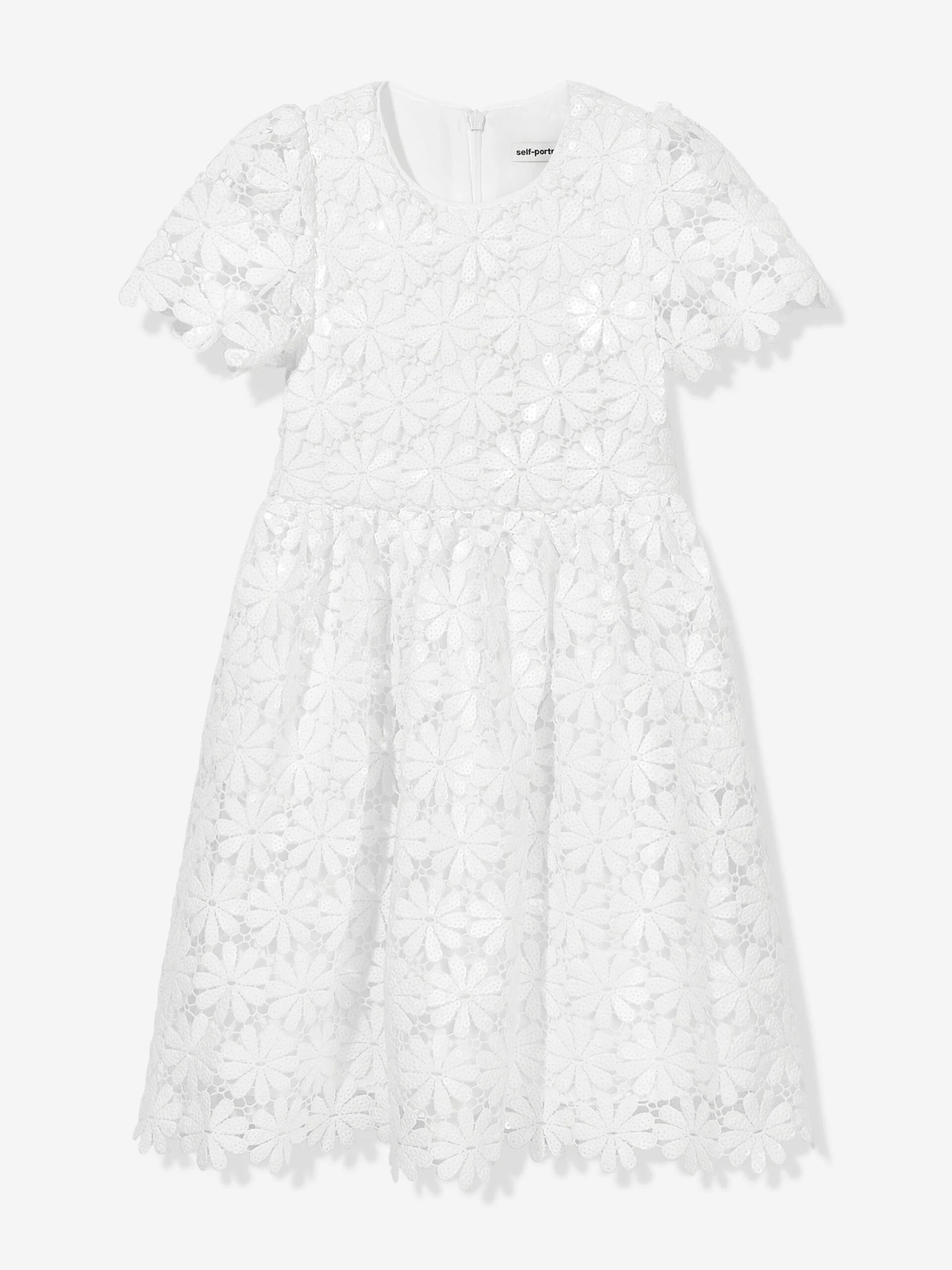 SELF PORTRAIT Girls Sequin Guipure Dress In White 3 SELF PORTRAIT Girls Sequin Guipure Dress In White