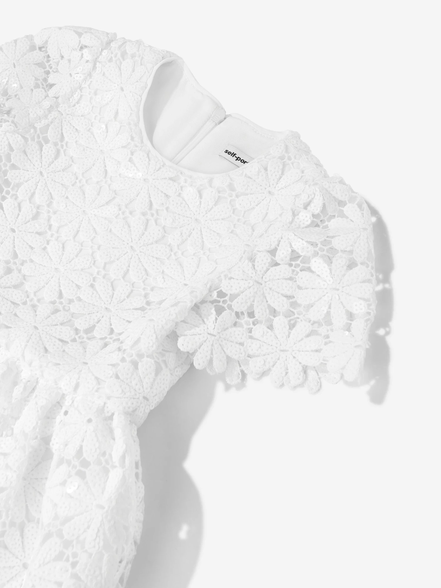 SELF PORTRAIT Girls Sequin Guipure Dress In White 5 SELF PORTRAIT Girls Sequin Guipure Dress In White - Image 3
