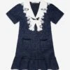 SELF PORTRAIT Girls Sequin Knit Bow Dress In Blue -Monna Clothing Shop SPOS4021 BLUE 1