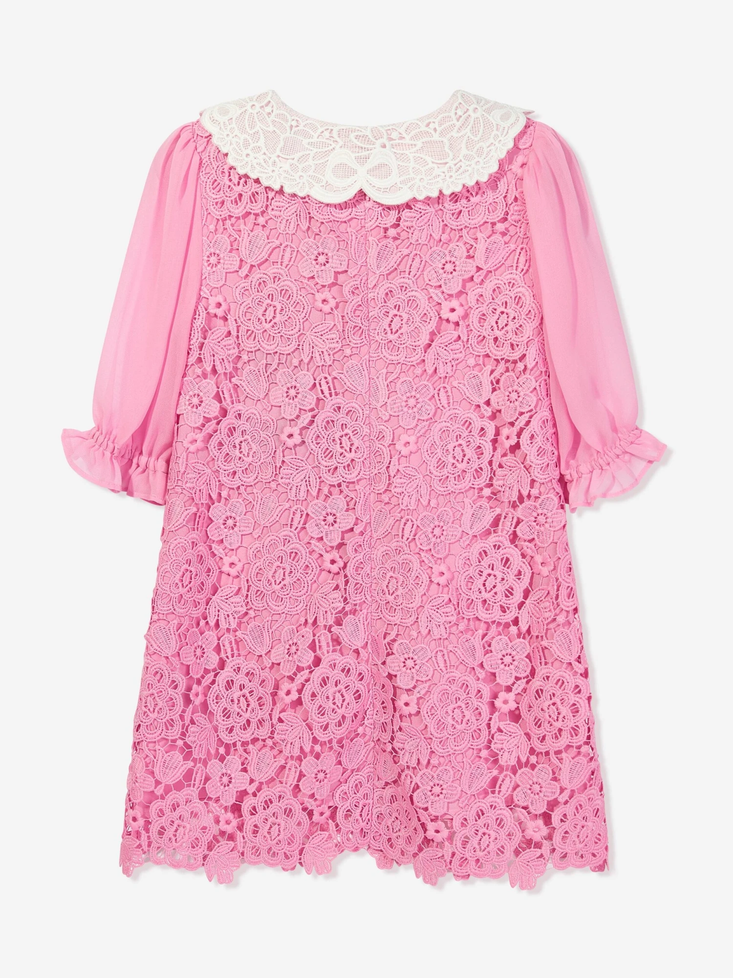 SELF PORTRAIT Girls Lace Collar Dress In Pink 4 SELF PORTRAIT Girls Lace Collar Dress In Pink - Image 2