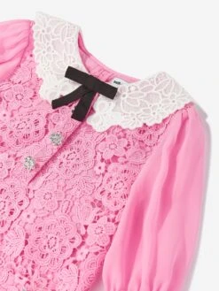 SELF PORTRAIT Girls Lace Collar Dress In Pink 8 SELF PORTRAIT Girls Lace Collar Dress In Pink -Monna Clothing Shop SPOS4024 PINK 3