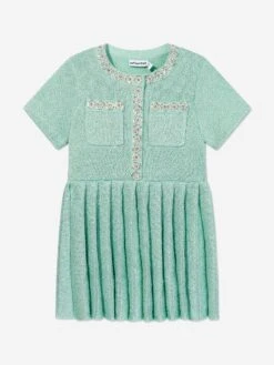 SELF PORTRAIT Girls Sequin Knit Dress In Green