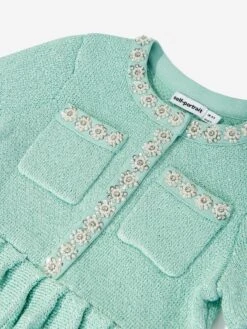 SELF PORTRAIT Girls Sequin Knit Dress In Green -Monna Clothing Shop SPOS4025 GREEN 3