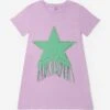 Girls Star Jersey Dress In Purple -Monna Clothing Shop STES4008 PURPLE 1