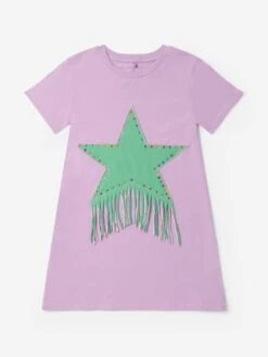 Girls Star Jersey Dress In Purple