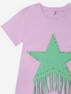 Girls Star Jersey Dress In Purple 8 Girls Star Jersey Dress In Purple -Monna Clothing Shop STES4008 PURPLE 3