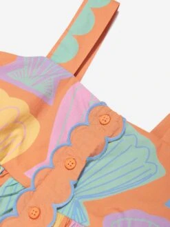 Girls Shell Print Dress In Orange 8 Girls Shell Print Dress In Orange -Monna Clothing Shop STES4009 SALMONE MULTICOLOR 3