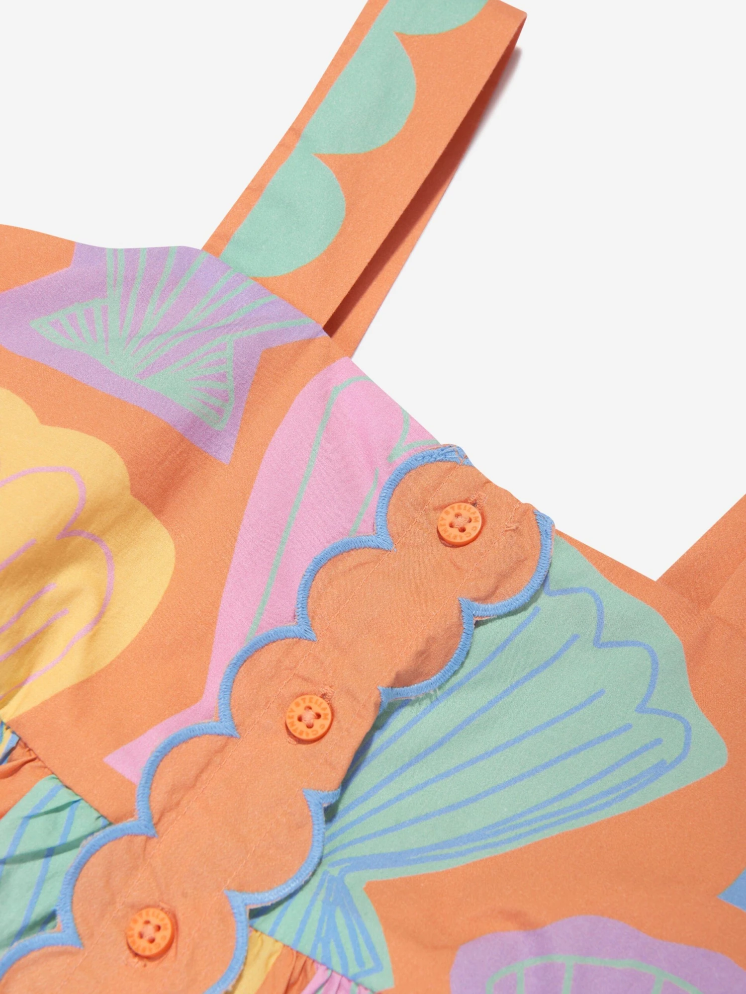 Girls Shell Print Dress In Orange 5 Girls Shell Print Dress In Orange - Image 3