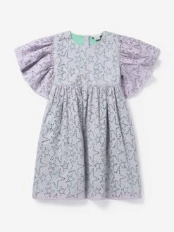 Girls Embroidered Star Dress In Purple