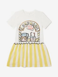 Baby Girls Lemonade Stall Jersey Dress In Ivory