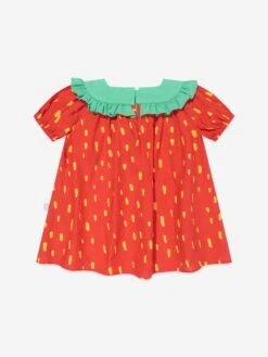 Baby Girls Strawberry Dress With Knickers In Red -Monna Clothing Shop STES4065 ROSSO GIALLO 3